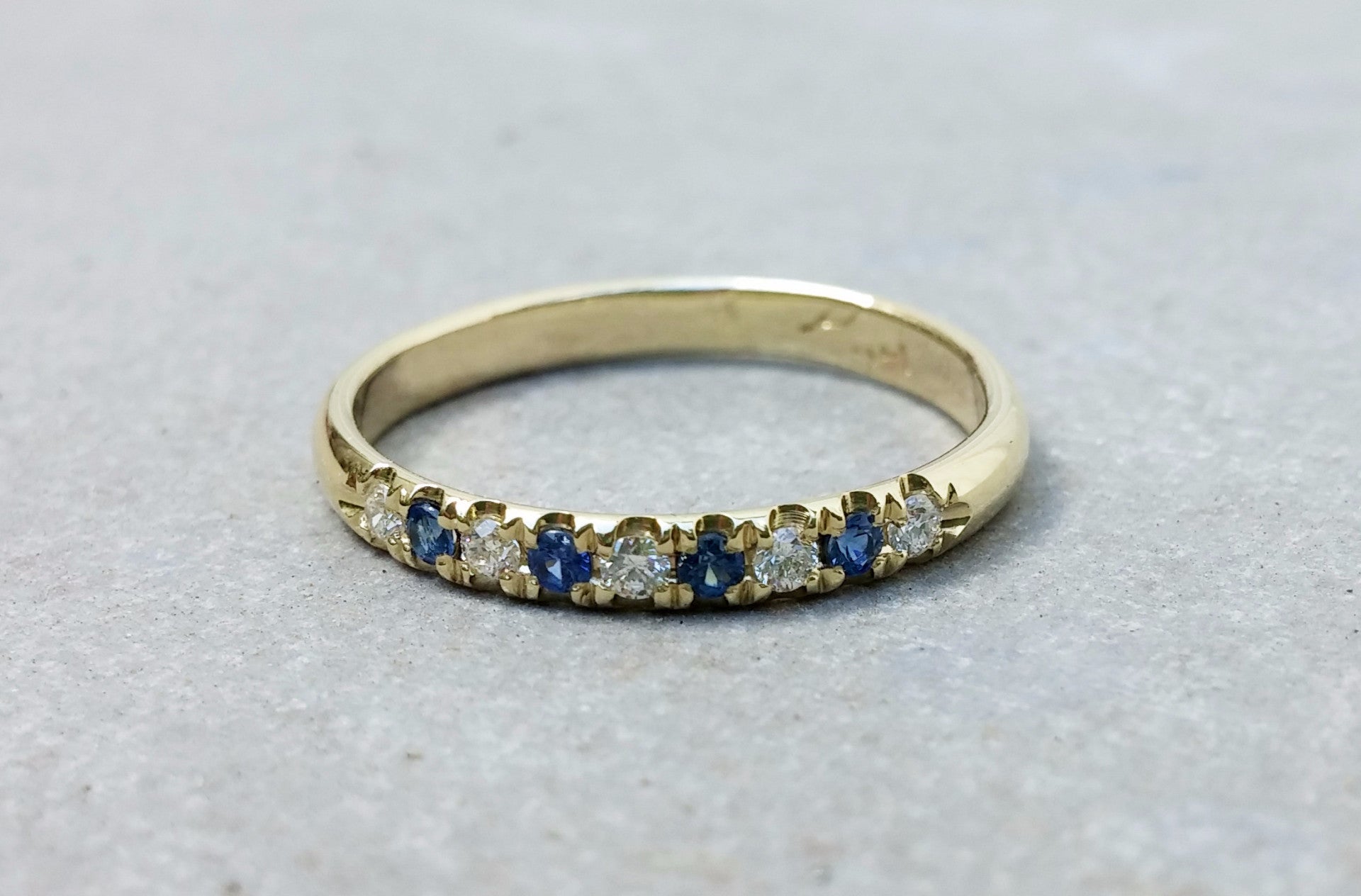 Diamond and Sapphire gold eternity ring - G Rubinstein Jewellery