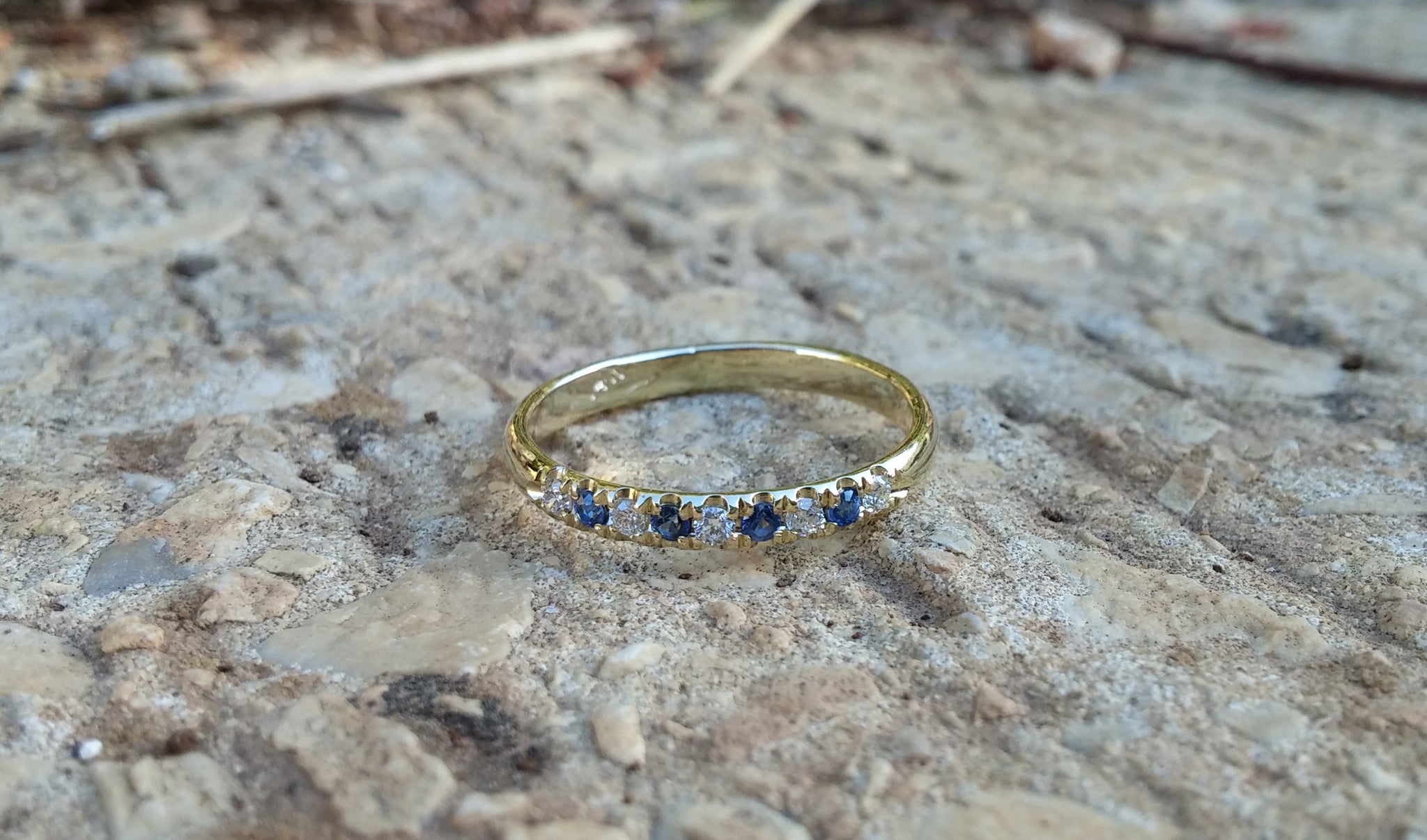 Diamond and Sapphire gold eternity ring - G Rubinstein Jewellery