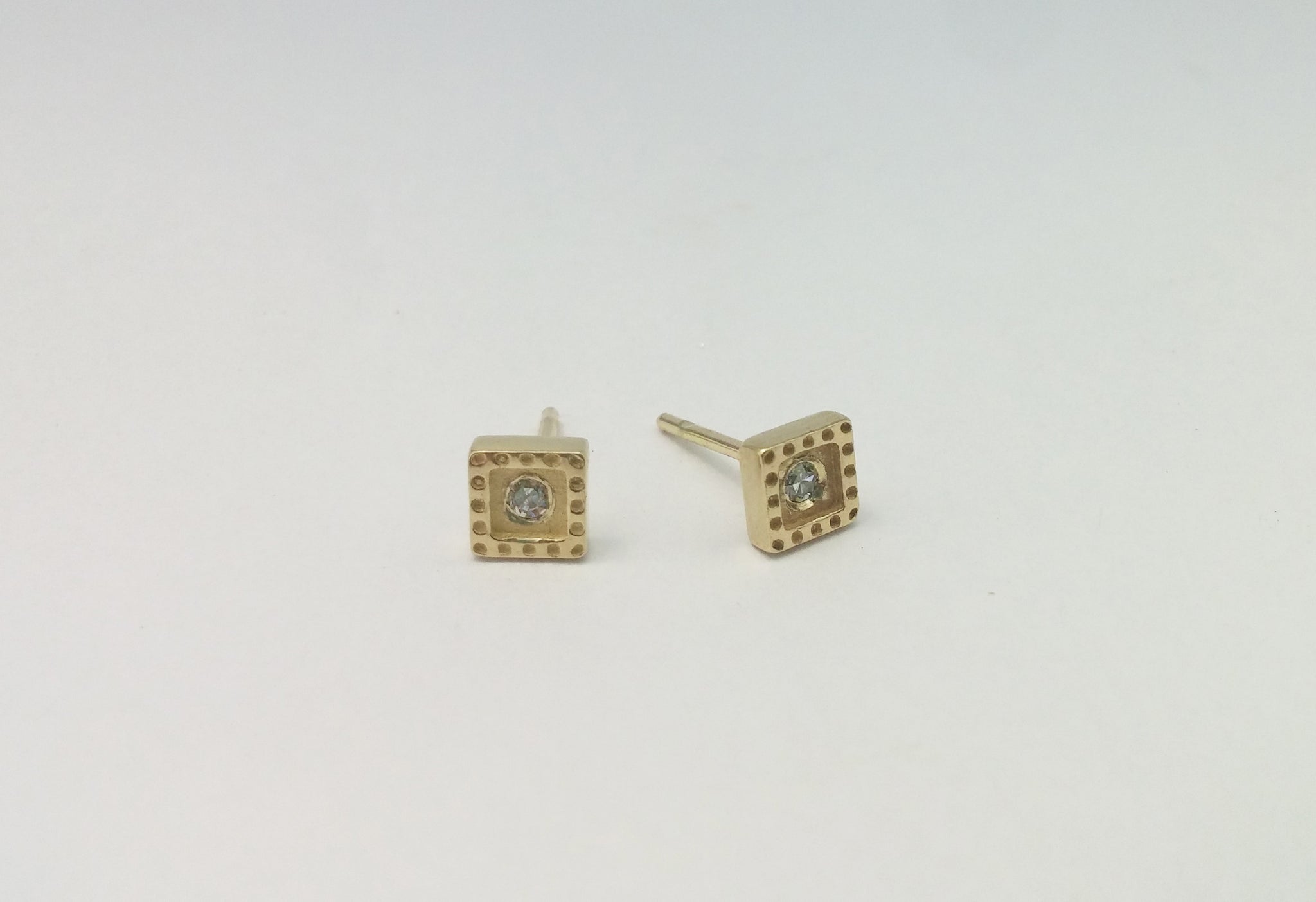 Square stud earrings with diamonds - G Rubinstein Jewellery