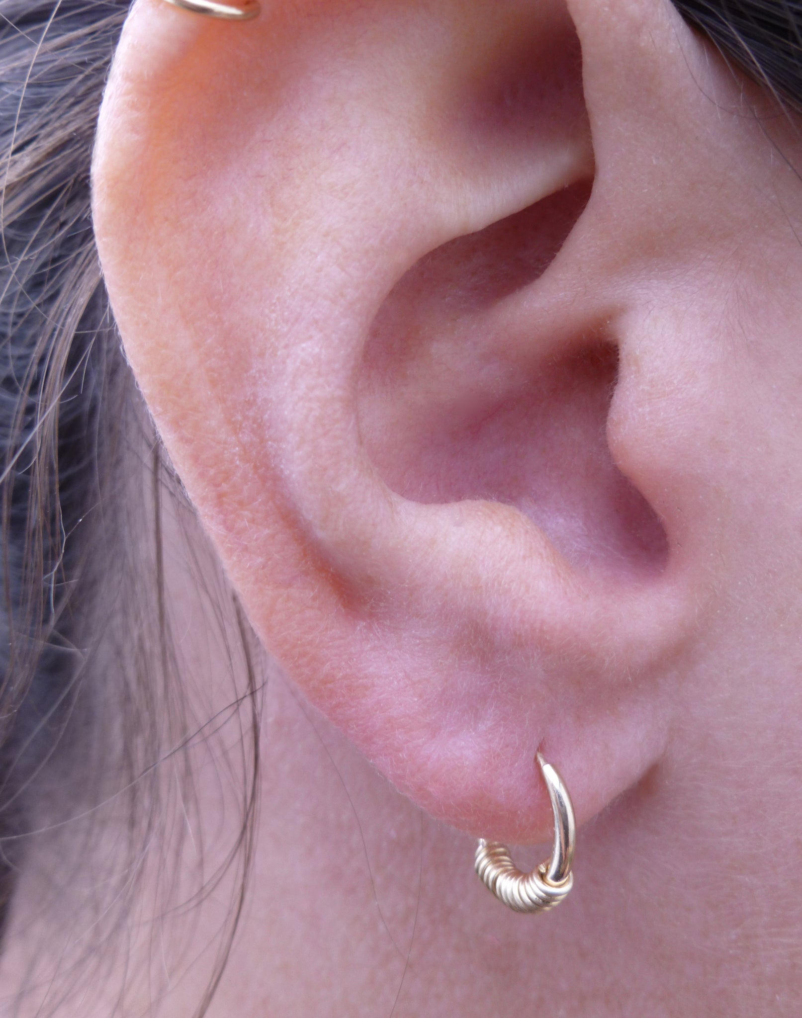 Wire wrapped gold hoop earrings - G Rubinstein Jewellery