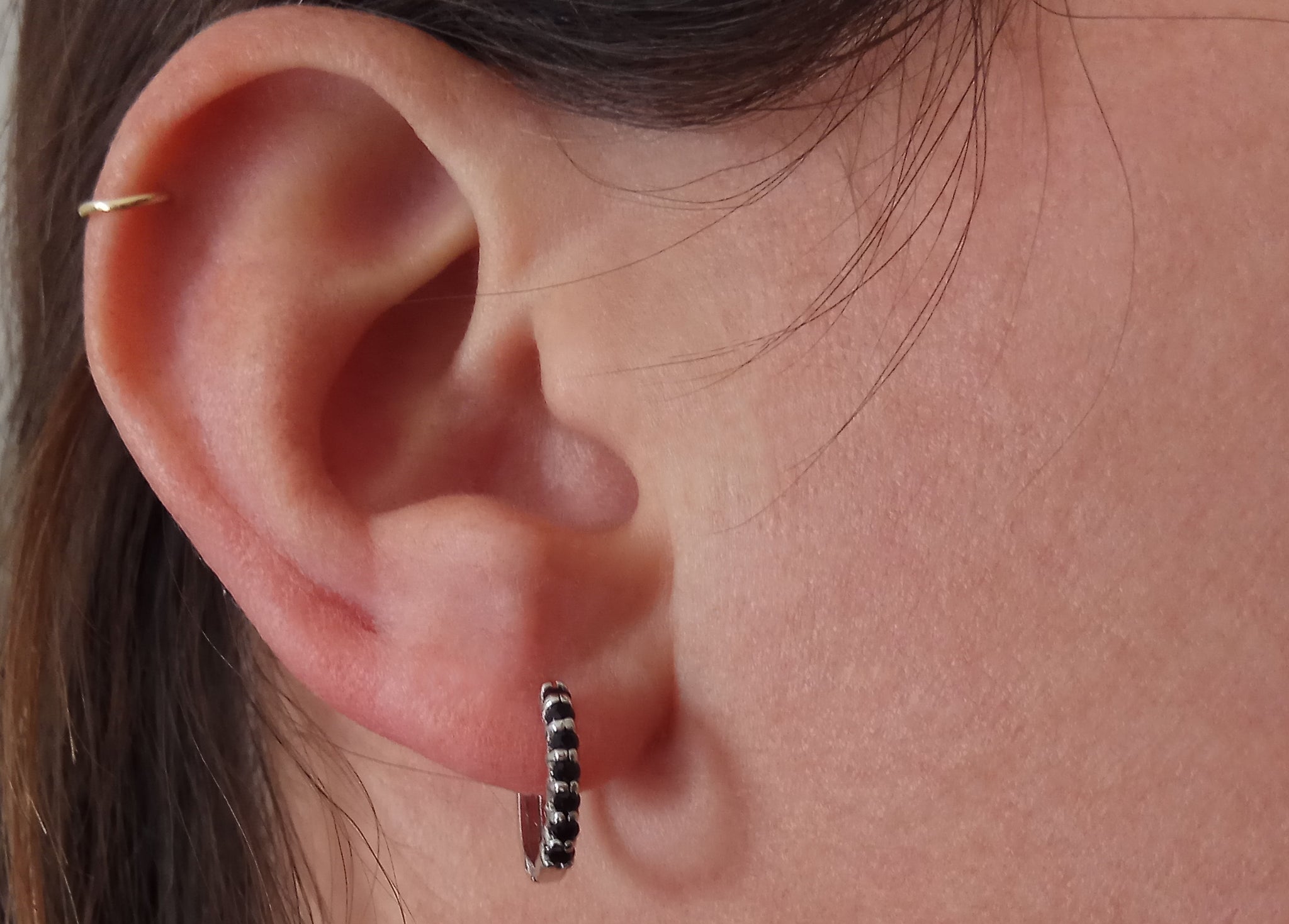 White gold and black spinel hoops - G Rubinstein Jewellery